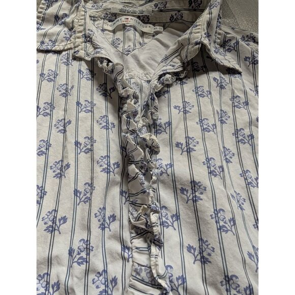 Tommy Hilfiger Womens L/XL Floral Striped Button-Up Shirt - Picture 7 of 9